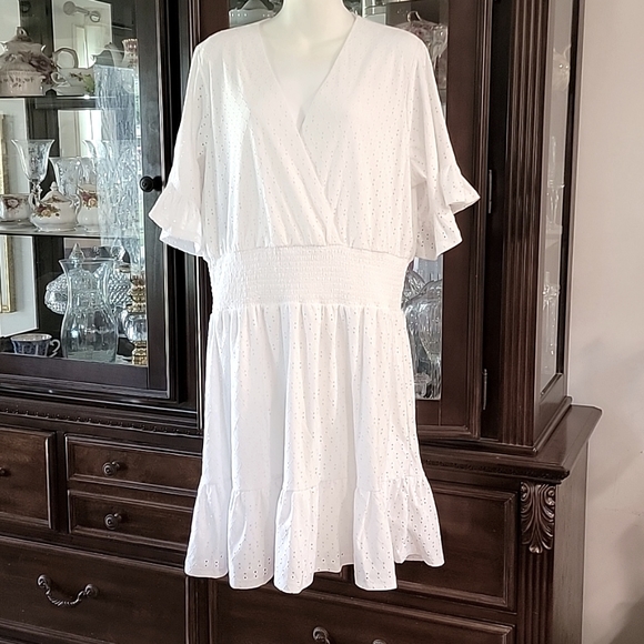 Michael Kors | Dresses | Michael Kors White Polester Eyelet Lined Dress ...